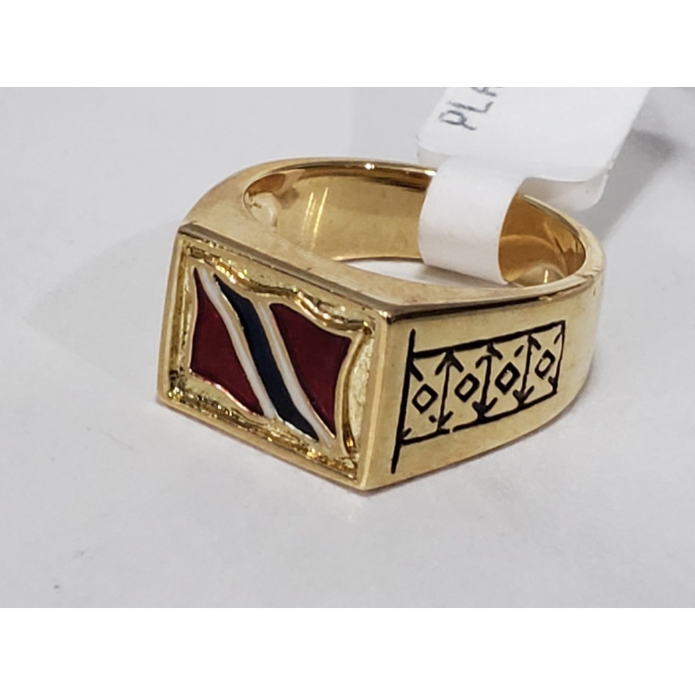 NEW LAUREN G ADAMS TRINIDAD flag ring men women size 8 gold tone statement